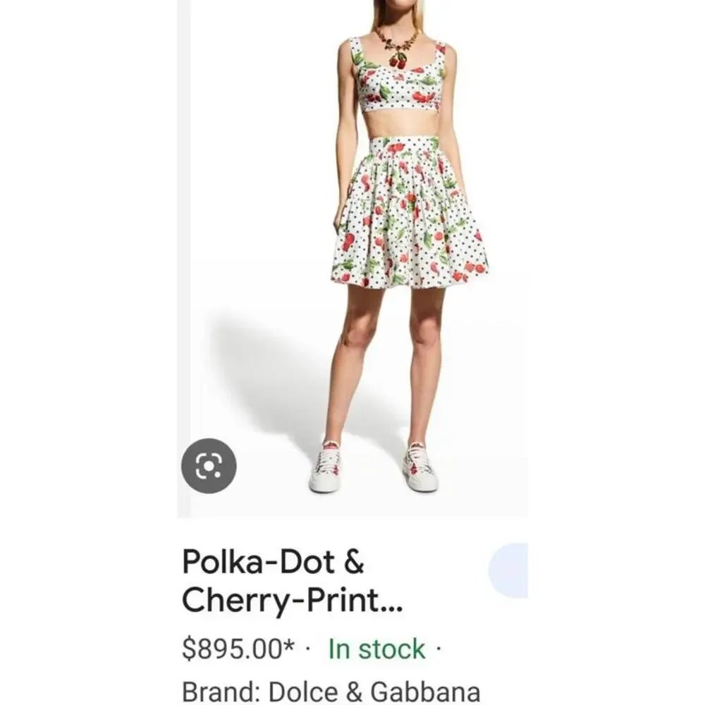Dolce & Gabbana Polka-Dot Cherries Collegiate Tiered Size 9/10 Ladies Skirt #11 - Picture 12 of 16